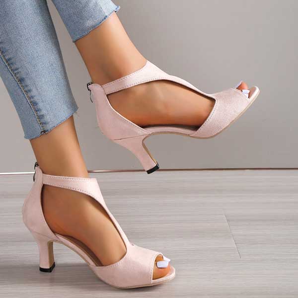 Sandales à Talons Simples en Suède pour Femmes - Emilia Lane