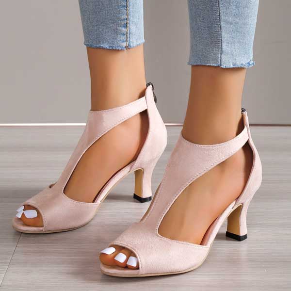 Sandales à Talons Simples en Suède pour Femmes - Emilia Lane