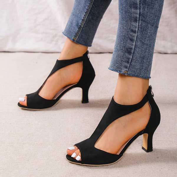 Sandales à Talons Simples en Suède pour Femmes - Emilia Lane