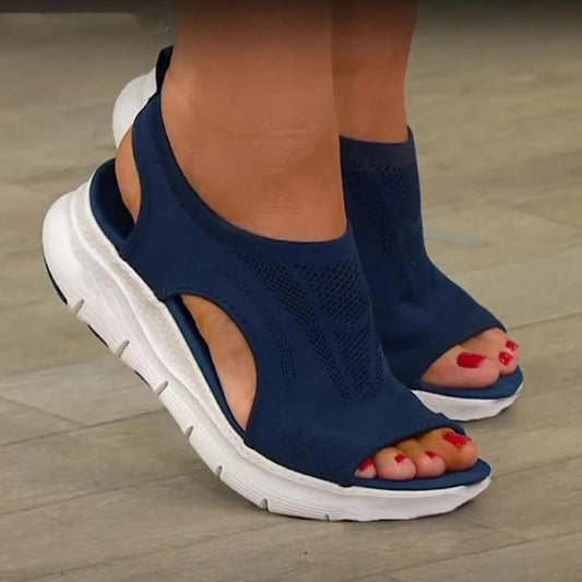 Sandales Compensées en Maille et Semelle Orthopédique pour Femme | Idéales pour l'Été - Emilia Lane
