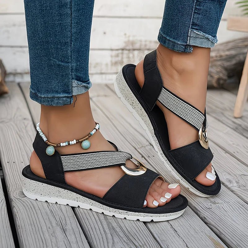 Sandales Ouvertes avec Boucle Métallique pour Femme | Idéale pour l'Été - Emilia Lane