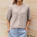 Short-sleeve cropped cardigan for women