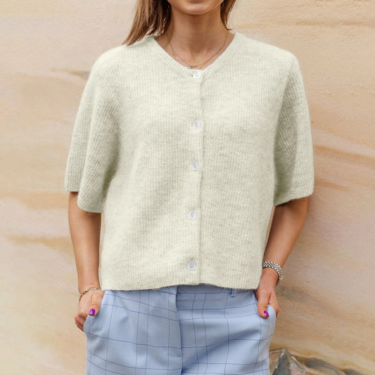 Short-sleeve cropped cardigan for women