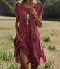 Bohemian Printed Long Dress with V-Neck for Women