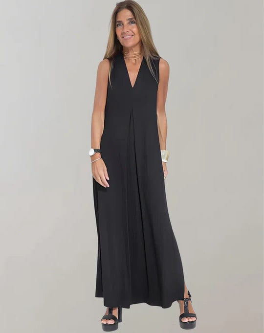 Women's long V-neck dress