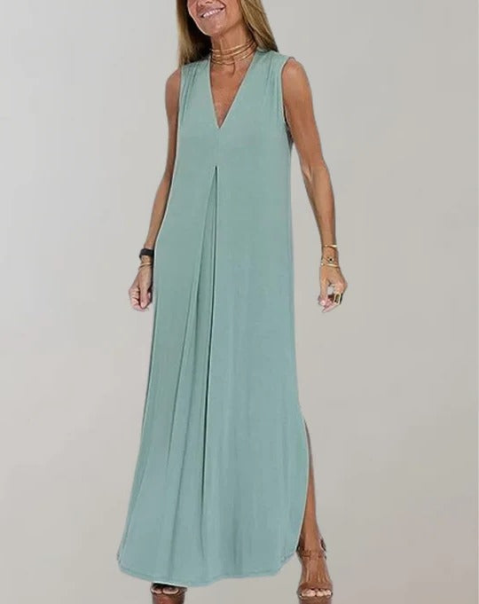 Women's long V-neck dress