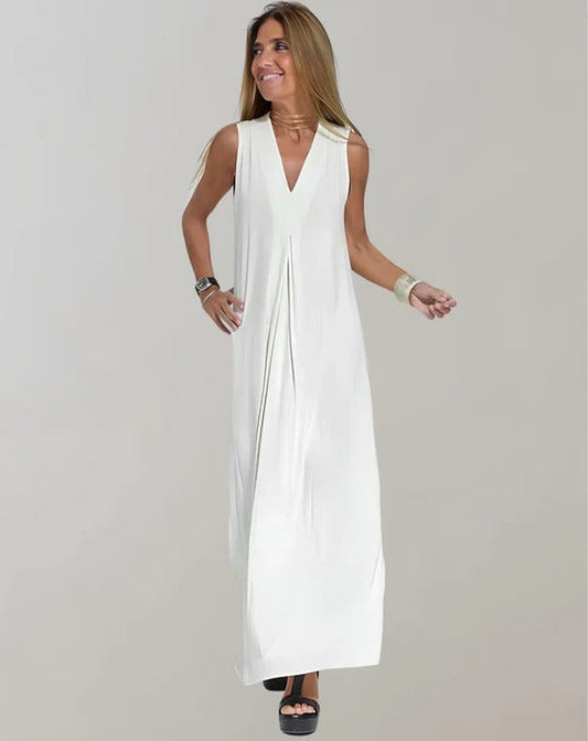 Women's long V-neck dress
