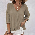Casual V-neck short-sleeve blouse for women