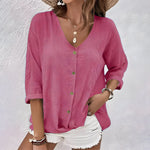Casual V-neck short-sleeve blouse for women