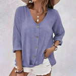 Casual V-neck short-sleeve blouse for women