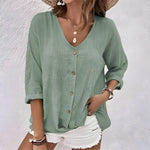 Casual V-neck short-sleeve blouse for women