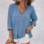 Casual V-neck short-sleeve blouse for women