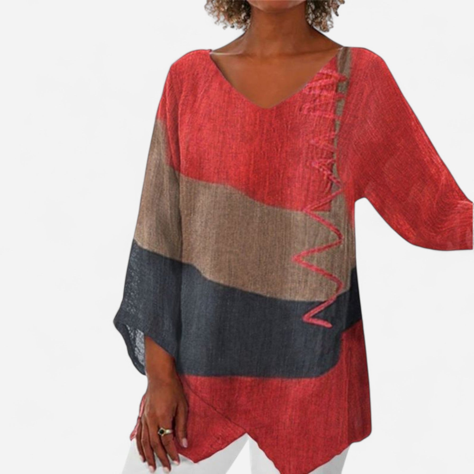 Long V-Sleeve Blouse for Women