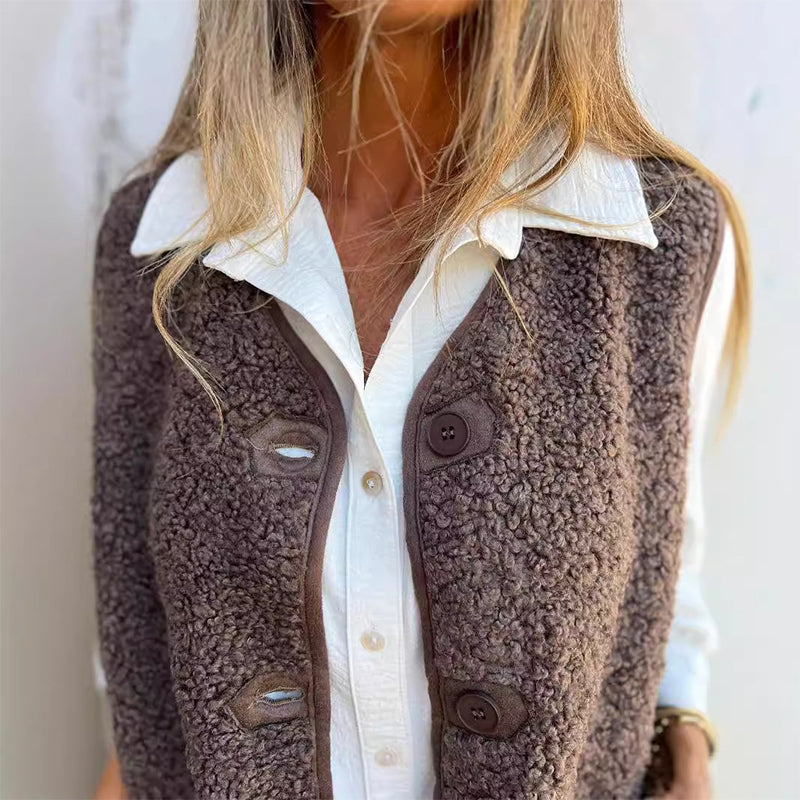 Sherpa Fleece Sleeveless Vest for Women
