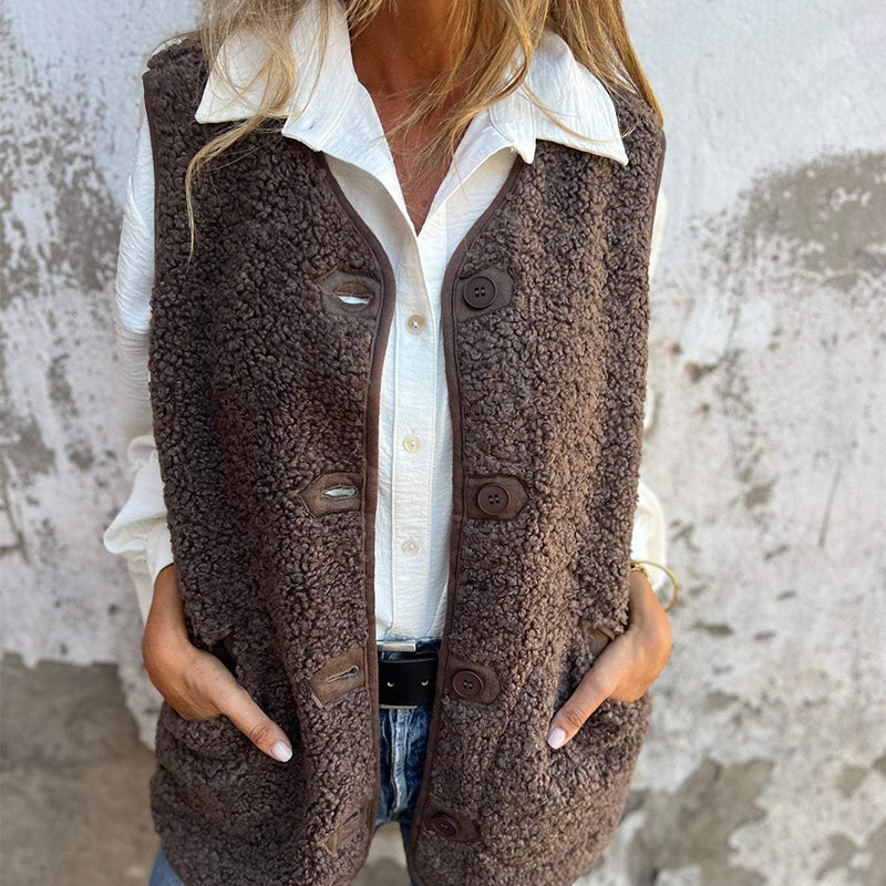 Sherpa Fleece Sleeveless Vest for Women