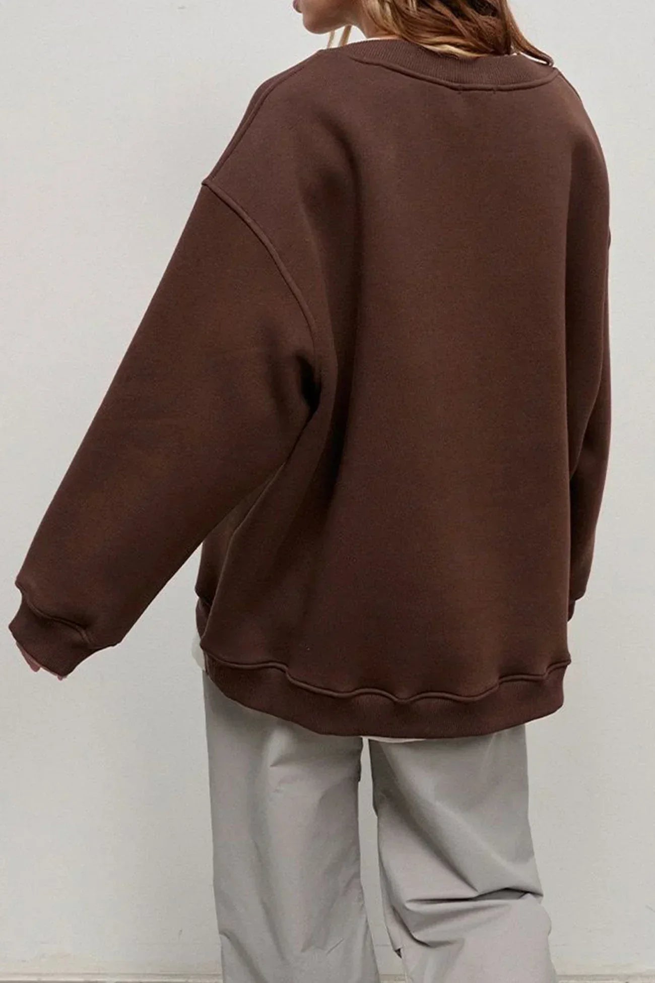 Sweatshirt Col Rond Oversize en Fleece pour Femme - Emilia Lane