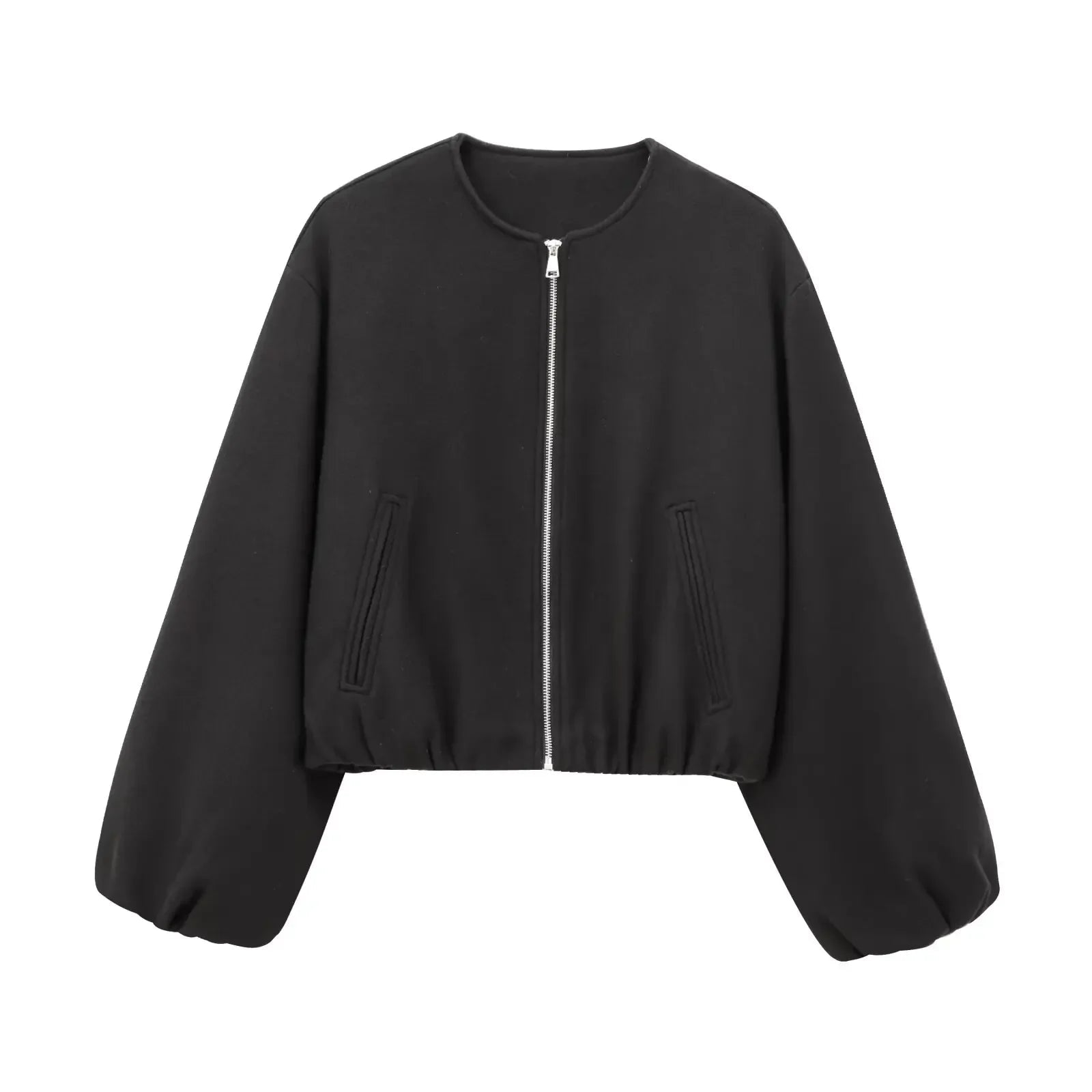 Veste Bomber Courte à Col Rond pour Femmes - Emilia Lane
