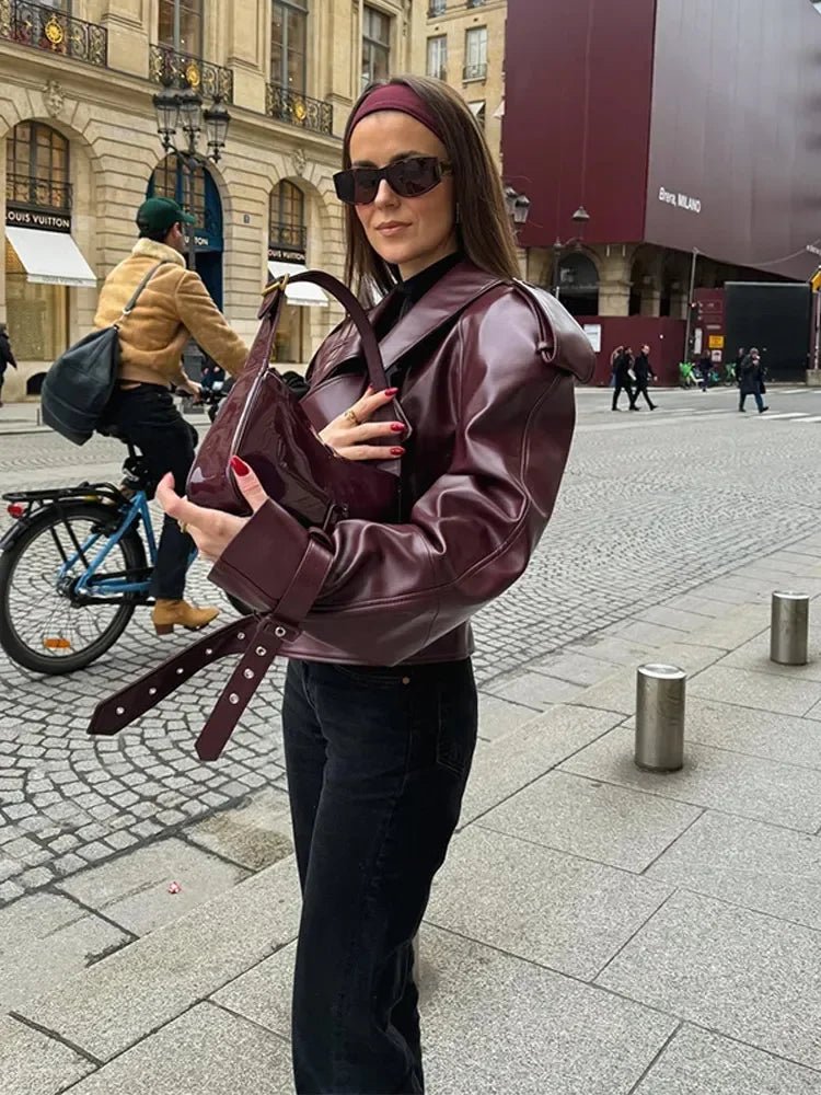 Veste courte en cuir synthétique pour Femme - Emilia Lane