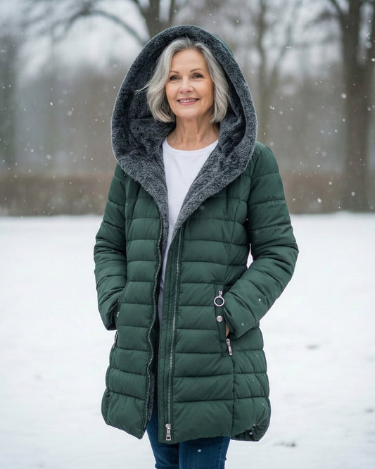 Veste d'hiver matelassée avec capuche pour femmes - Emilia Lane