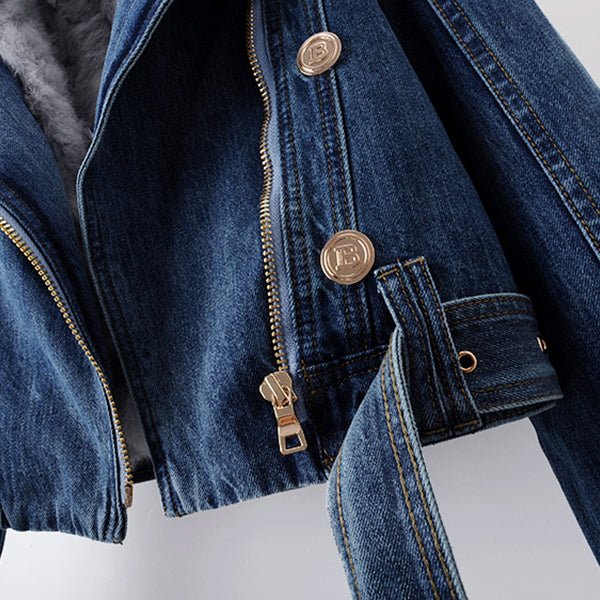 Veste en Denim à Col en Fausse Fourrure pour Femmes - Emilia Lane