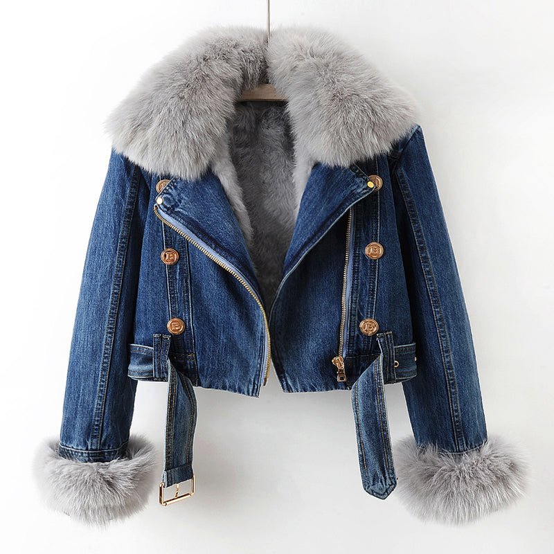 Veste en Denim à Col en Fausse Fourrure pour Femmes - Emilia Lane