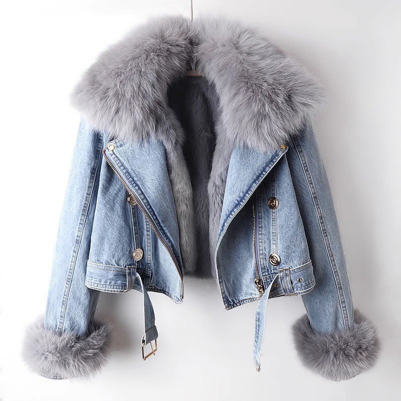 Veste en Denim à Col en Fausse Fourrure pour Femmes - Emilia Lane