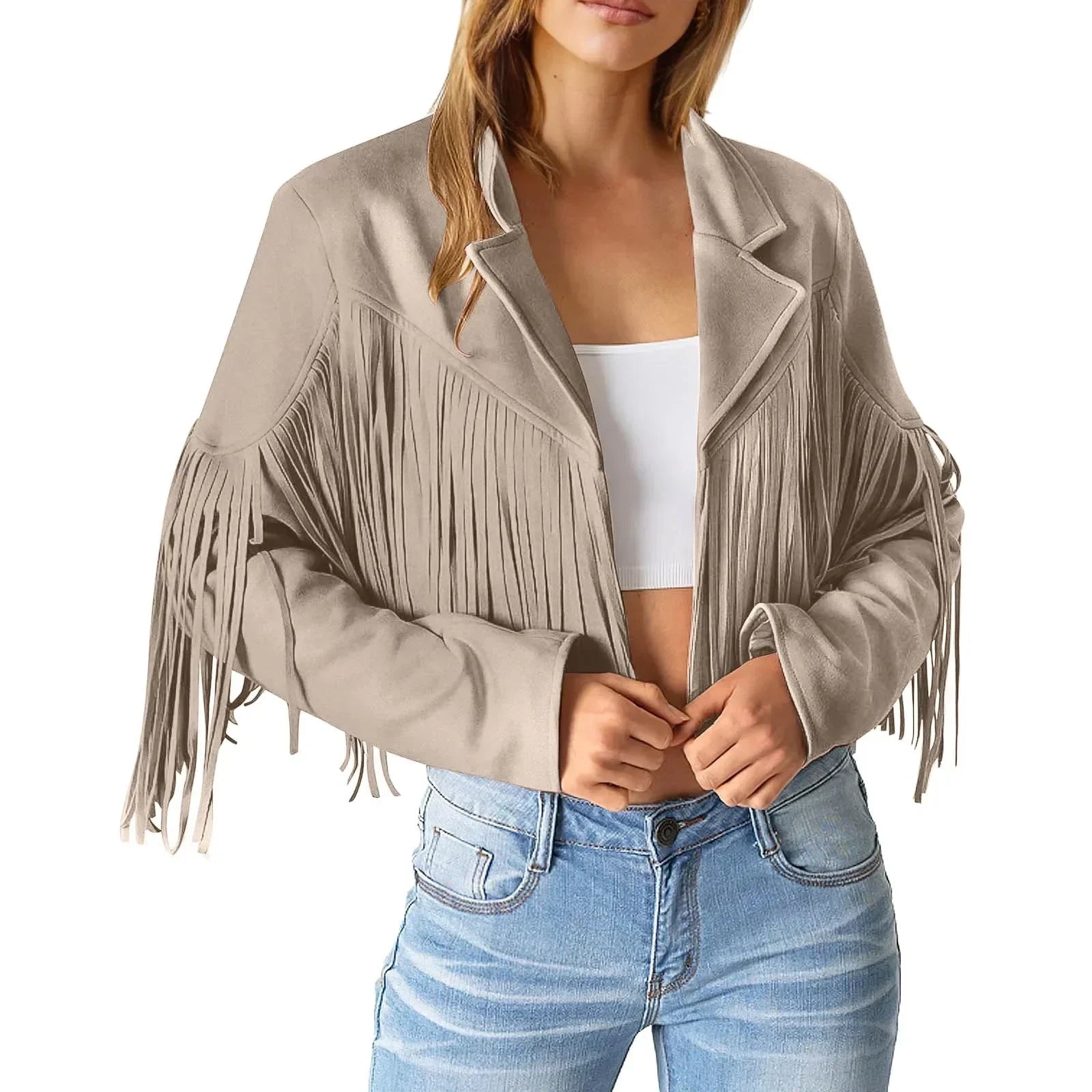 Veste en Suède avec Franges pour Femmes - Emilia Lane