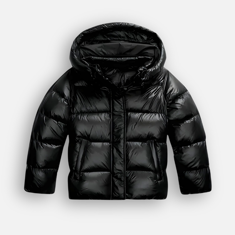 Shiny Quilted Oversized Puffer Jacket with Hood for Women