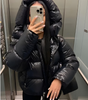 Shiny Quilted Oversized Puffer Jacket with Hood for Women