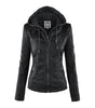 Veste Motard à Capuche en Simili Cuir pour Femme - Emilia Lane
