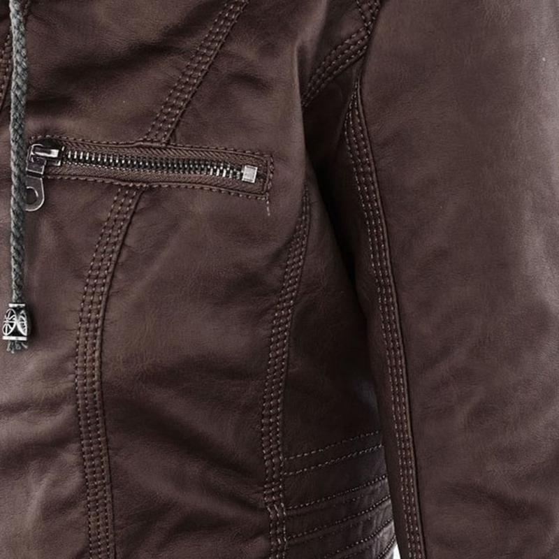 Veste Motard à Capuche en Simili Cuir pour Femme - Emilia Lane