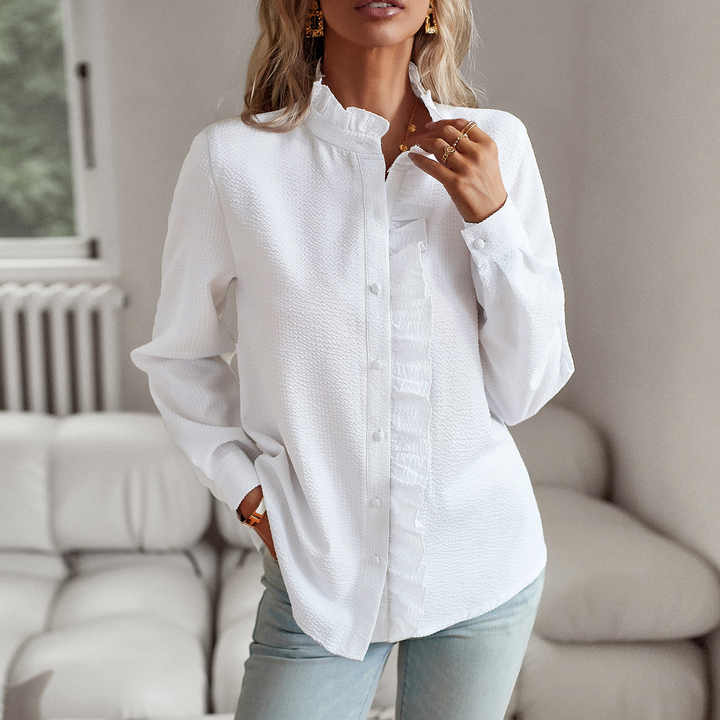 Long-sleeve high-neck blouse for women