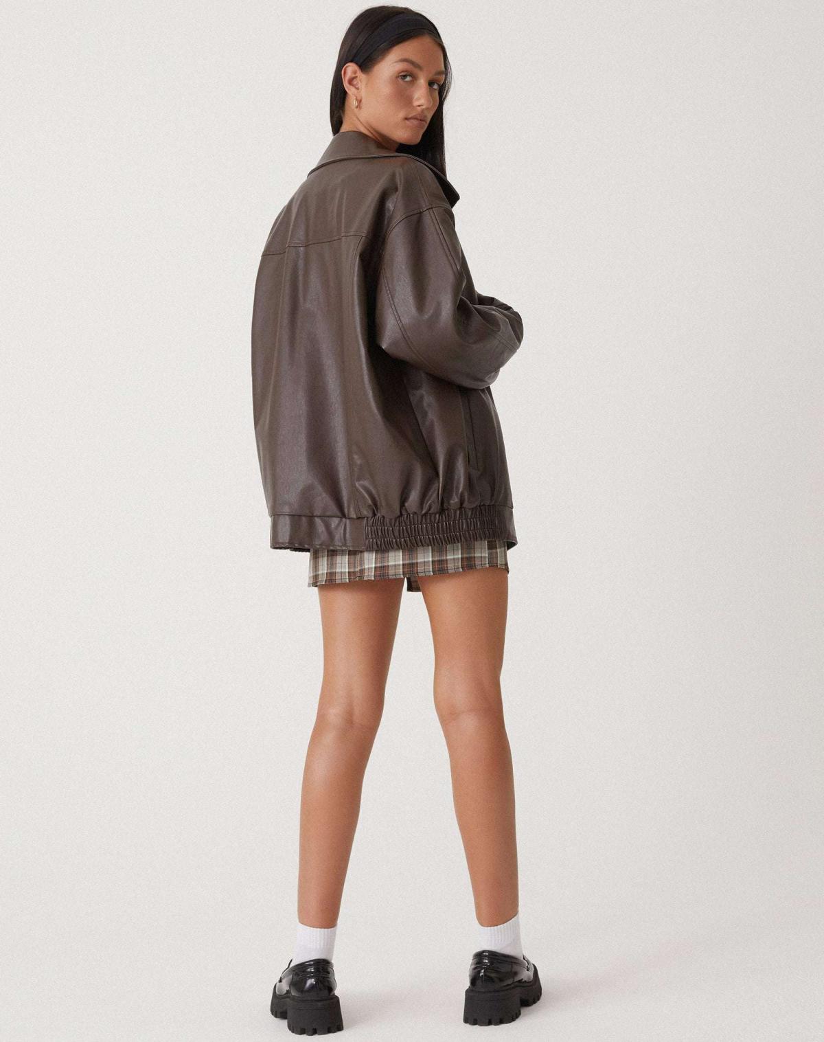 Oversized Leather Bomber Jacket for Women